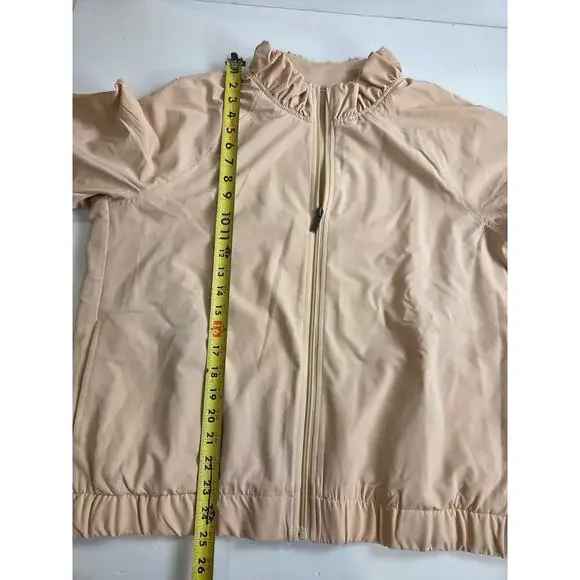 Jockey Peach Full Zip XL Jacket Ruffled Elastic Hem - Picture 6 of 7